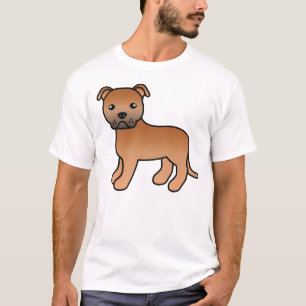 T-shirt Red Staffordshire Bull Terrier Dessin Chien