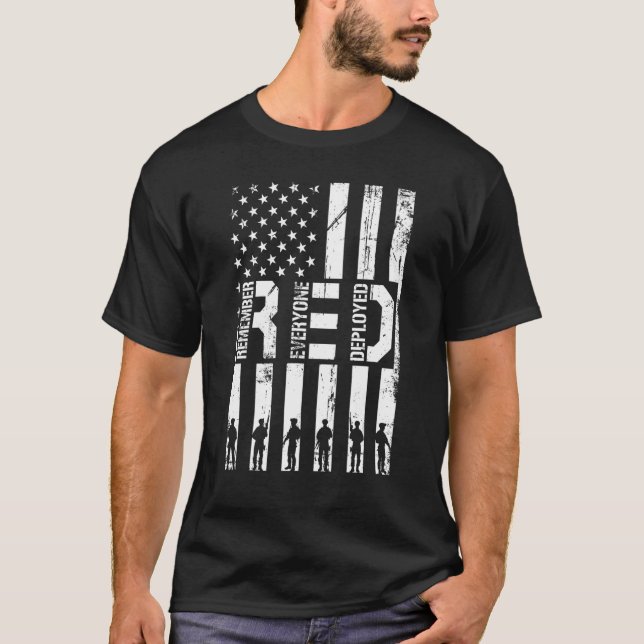 T-shirt RED Support Nos troupes US Drapeau Rappelez-vous t (Devant)