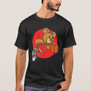 T-shirt Red Teddy Bear Jouer Basketball Sport   Femmes hom