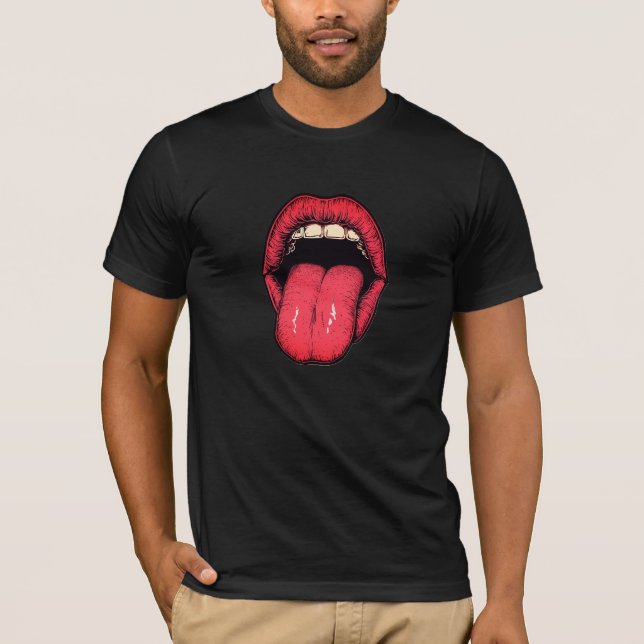 T-shirt Red Tongue Icon of the Bold Pop Expression (Devant)