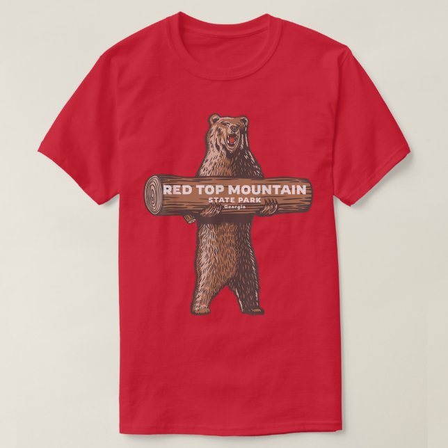 T-shirt Red Top Mountain State Park Georgia Bear Vacation  (Design devant)