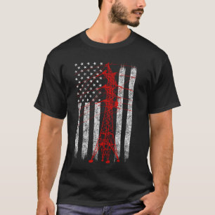 T-shirt Red Transmission Tower American Flag Lineman Elect