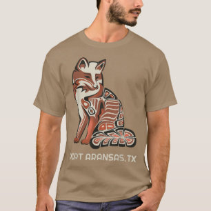 T-shirt Red Tribal Fox Aransas Native American Arwork Sty