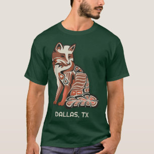 T-shirt Red Tribal Fox Dallas Native American Artwork Styl
