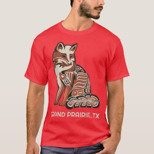 T-shirt Red Tribal Fox Grand Prairie Native American Artwo