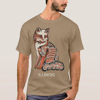 T-shirt Red Tribal Fox Illinois Art Native American Artwor