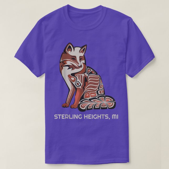 T-shirt Red Tribal Fox Sterling Heights Native American Ar (Design devant)