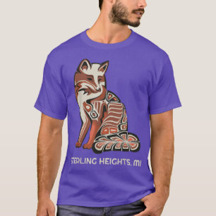T-shirt Red Tribal Fox Sterling Heights Native American Ar
