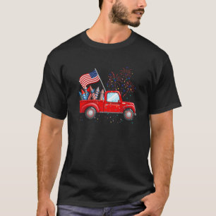T-shirt Red Truck 4 juillet American Flag Firework USA T