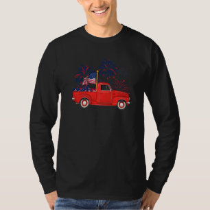 T-shirt Red Truck American Flag Patriotic Joyeux 4 Juil