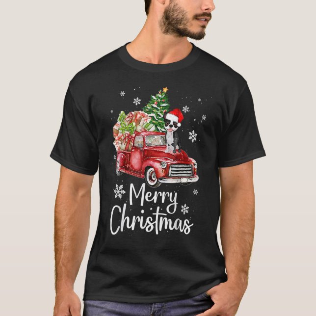 T-shirt Red Truck Christmas Tree (Devant)