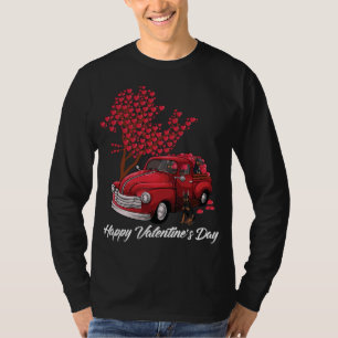 T-shirt Red Truck Happy Valentines Day Dobermann coeur chi