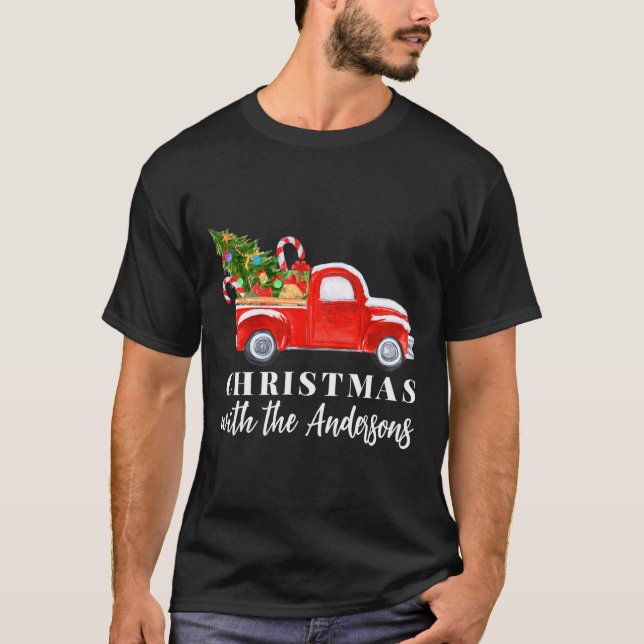 T-shirt Red Truck Matching Family Christmas  (Devant)