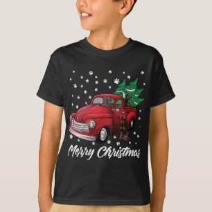 T-shirt Red Truck Merry Christmas Tree Doberman Christmas
