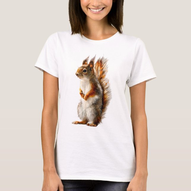 T-shirt Red Tufted Squirrel Portrait Women (Devant)