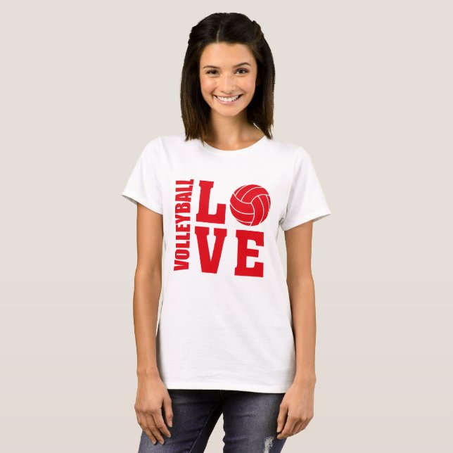 T-shirt Red Volleyball Love, Volleyball (Devant entier)