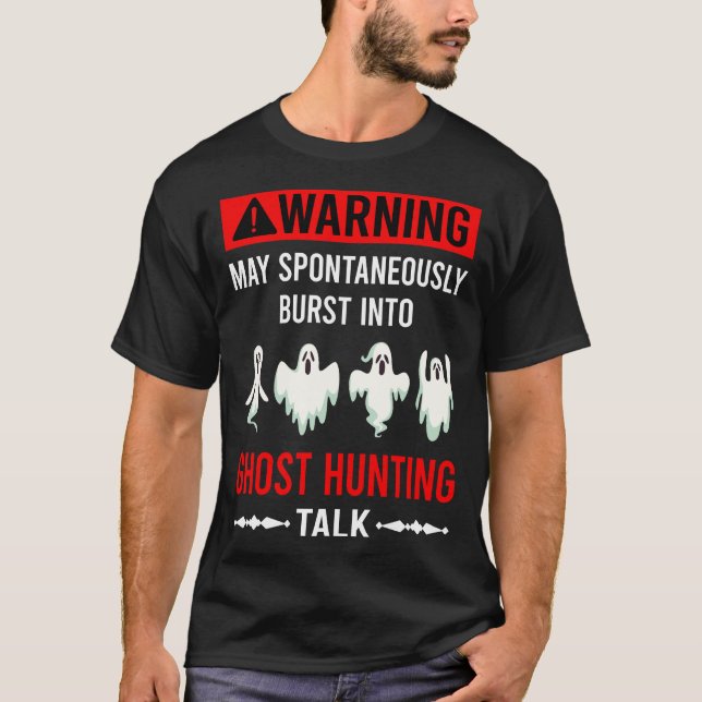 T-shirt Red Warning Ghost Chasse Paranormal (Devant)