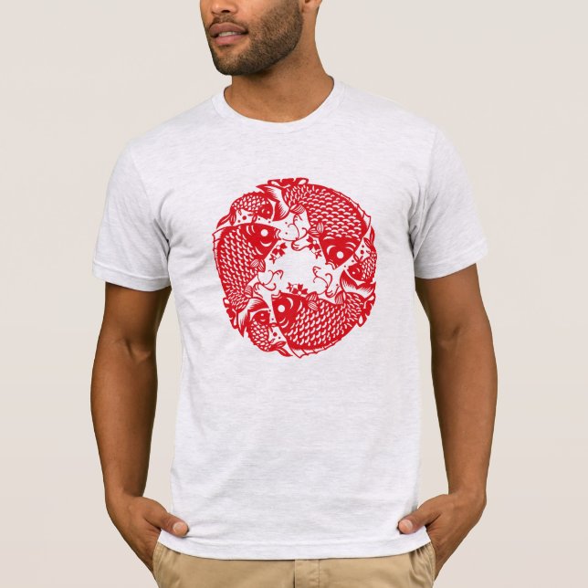 T-shirt Red Whirling Koi Carp Fish Group Classic Homme's T (Devant)