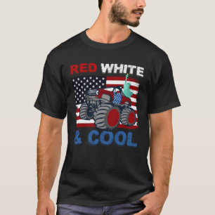 T-shirt Red White 4 juillet Cool Monster Truck USA Ameri