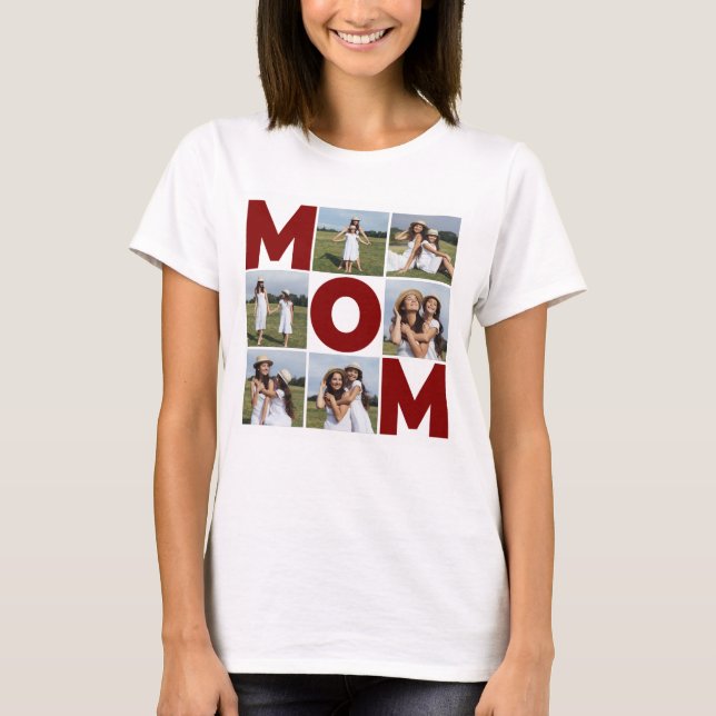 T-shirt Red & White 6 Photo Collage Maman Femmes (Devant)