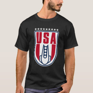 T-shirt Red White and Blue Bobled USA 2018 Winter Games T