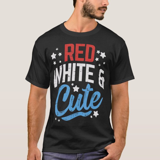 T-shirt Red White And Cute USA 4 juillet Patriot Women (Devant)