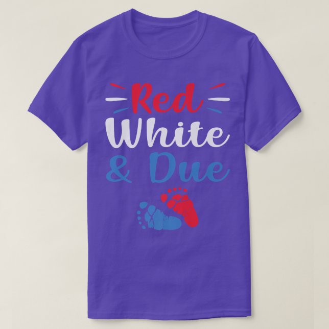 T-shirt Red White And Due 4th of July Pregnancy Announceme (Design devant)