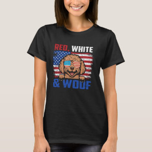 T-shirt Red White and Woof Red Toy Poody Chien USA Drapeau