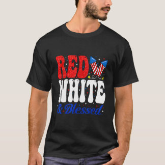 T-shirt Red White Blessed 4Th Of July Patriotic