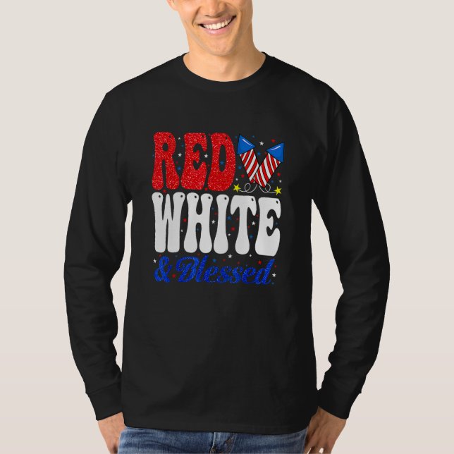 T-shirt Red White Blessed Funny 4th Of July Patriotic Boys (Devant)