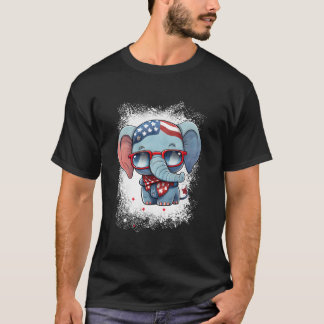T-shirt Red White Blue Elephant American Flag 4Th Of July