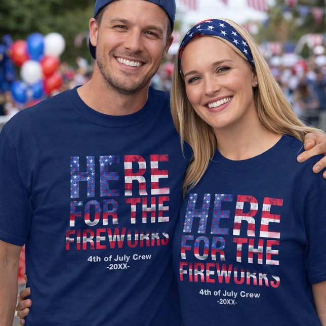 T-shirt Red White Blue Fireworks 4th of July Family Crew  (Créateur téléchargé)