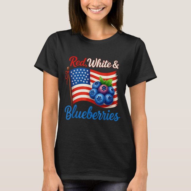 T-shirt Red White Blueberries Funny Patriotic Usa Flag Vin (Devant)