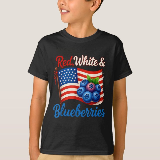 T-shirt Red White Blueberries Funny Patriotic Usa Flag Vin (Devant)