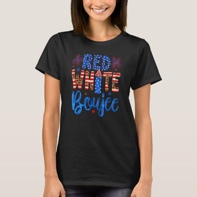 T-shirt Red White Boujee American Patriotique Firework 4th (Devant)