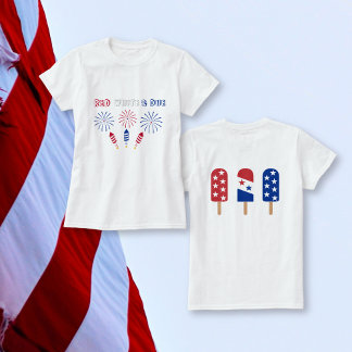 T-shirt Red White Due pétards 4 juillet baby shower