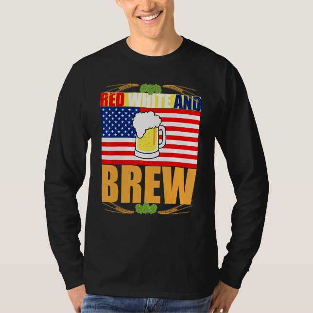 T-shirt Red White et Brew Patriotique américaine Merica US (Devant)