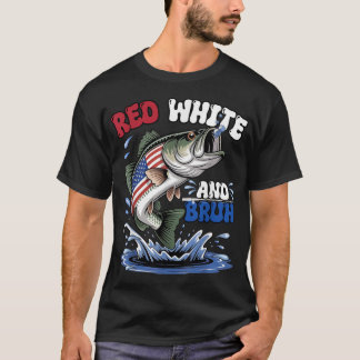 T-shirt Red White Et Bruh American Flag Boys Pêche 4E