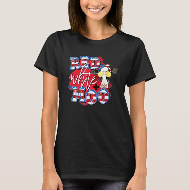 T-shirt Red White et Moo Patriotic Cow USA Drapeau 4 juill (Devant)