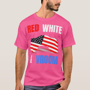T-shirt Red White Vroom Monster Truck Lion American Flag