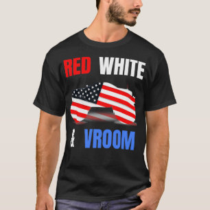 T-shirt Red White Vroom Monster Truck Lion American Flag