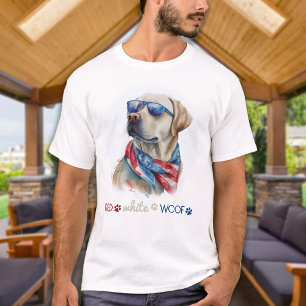T-shirt Red White Woof Patriotic Labrador 4 juillet