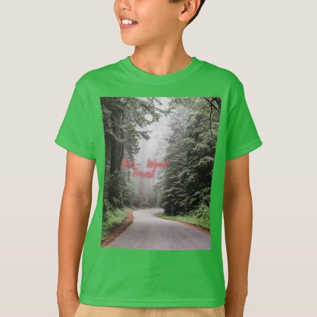 T-shirt Red Wood Forest Kids Léger vert à manches courtes (Devant)