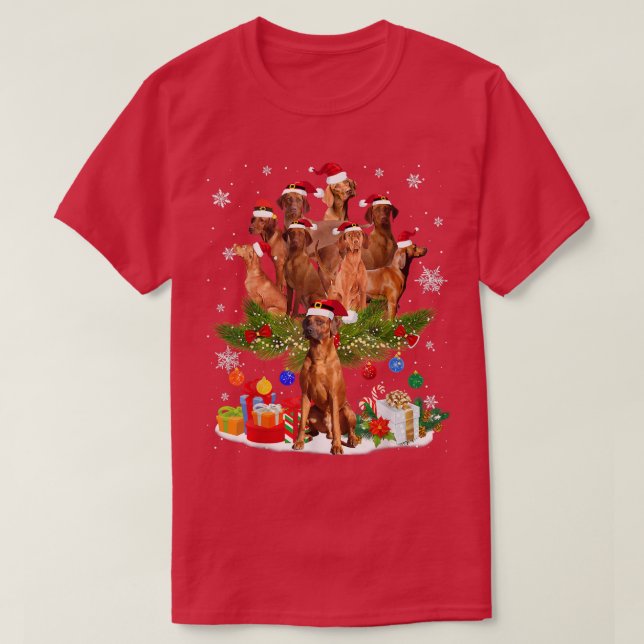 T-shirt Redbone Coonhound Jardin de Noël Lumières Drôle Ch (Design devant)