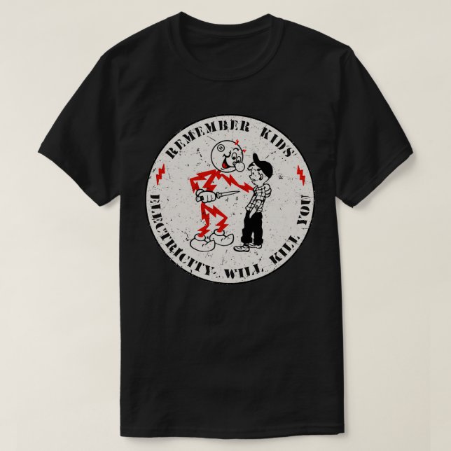T-shirt Reddy Kilowatt se souviendra que l'électricité tue (Design devant)