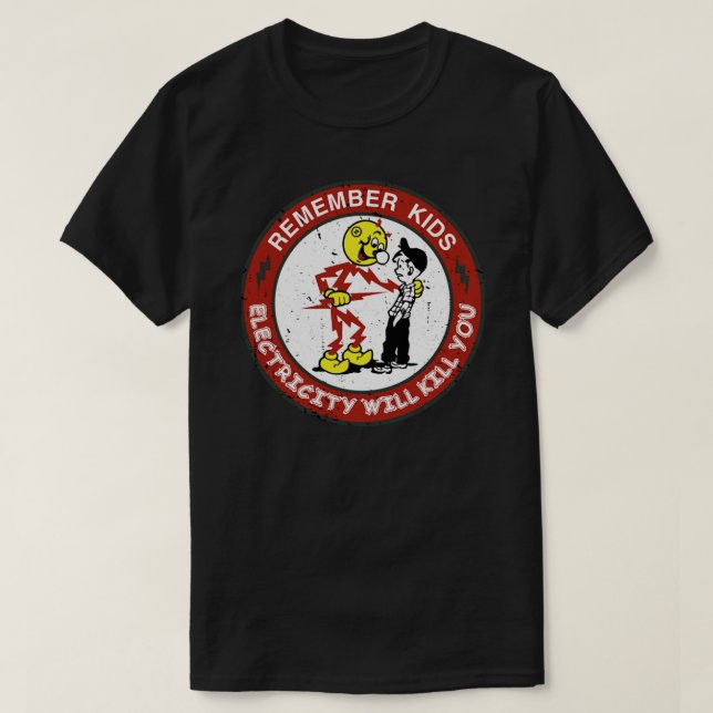 T-shirt Reddy Kilowatts Avertissement, L'électricité vous  (Design devant)
