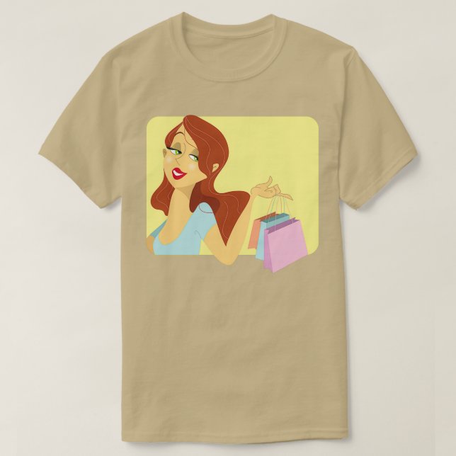 T-shirt Redhead girl en shopping (Design devant)