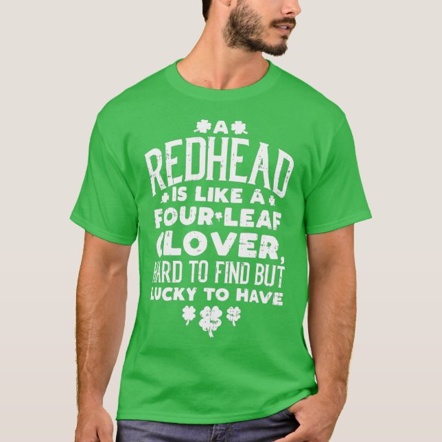 T-shirt Redhead Lucky Clover Ginger Funny Ginger St Day (Devant)