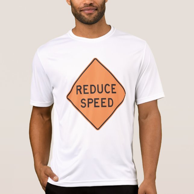 T-shirt Reduce Speed Orange Diamond Road Sign (Devant)