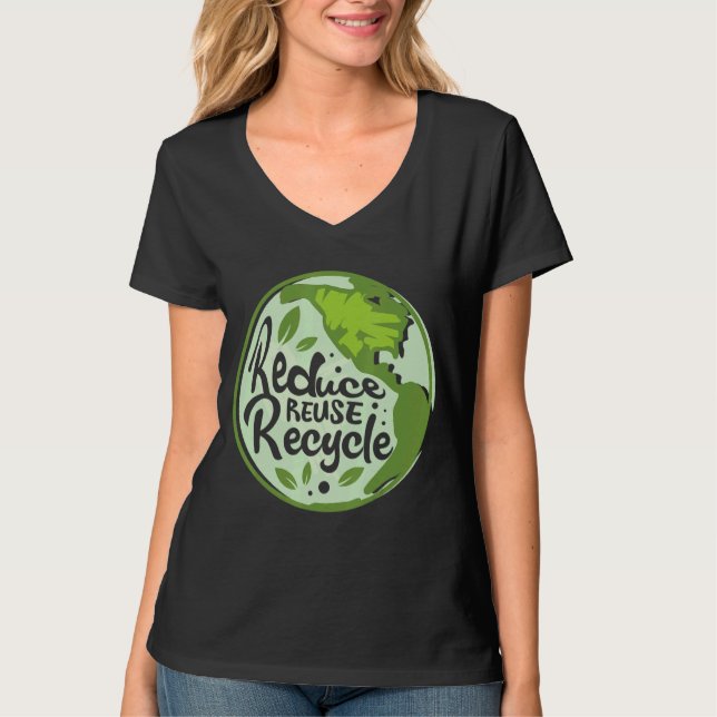 T-shirt Réduire la réutilisation du Jour des terres de rec (Devant)